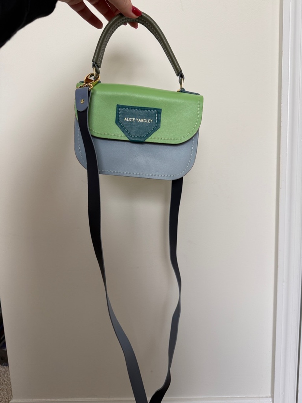 Two-Tone Green & Light Blue Crossbody Bag